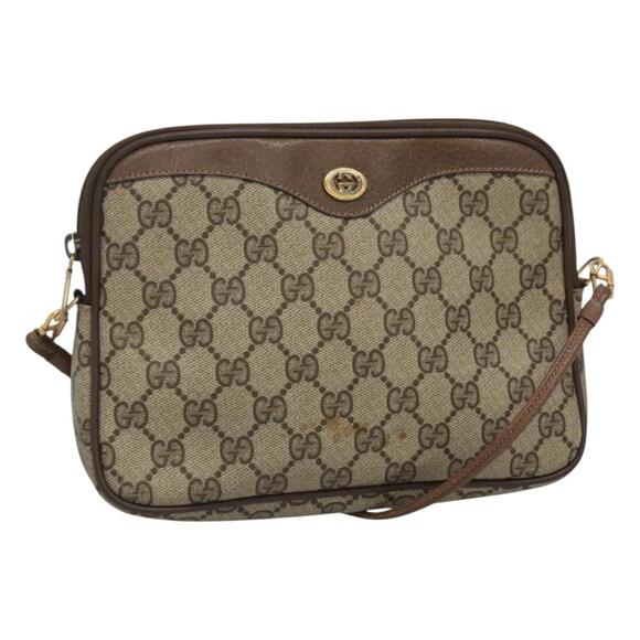 GUCCI GG Supreme Shoulder Bag Pvc Beige Brown Gold 97 02 068 - Picture 1 of 16